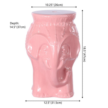 Orla 18.5" Modern Bohemian Elephant Ceramic Garden Stool - JONATHAN Y